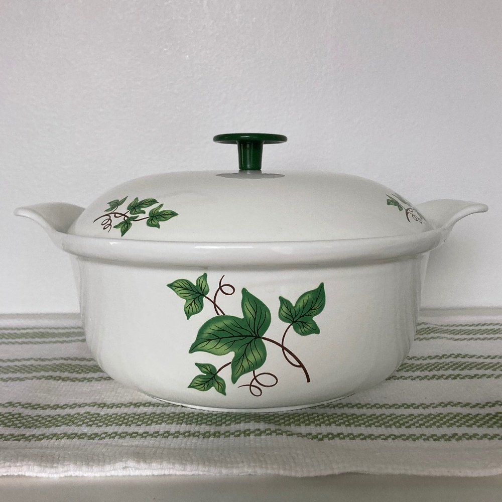 Vintage Green Ivy PRIZER-WARE 2 QT Cast Iron Casserole Dish w/ Cover Lid